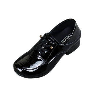 红依利女鞋新款漆皮英伦风复古百搭小皮鞋牛筋底透气舒适深口单鞋