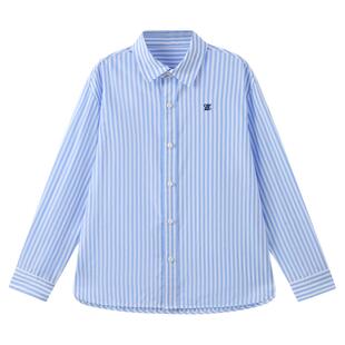 eland kids衣恋童装男童女童衬衫2025年秋季新品竖条纹长袖上衣
