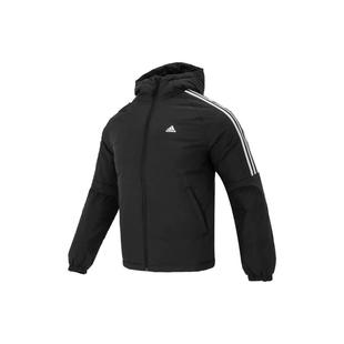 adidas 运动生活系列 条纹保暖运动连帽羽绒服 男款