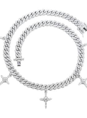 2025新款嘻哈满钻十字架古巴项链