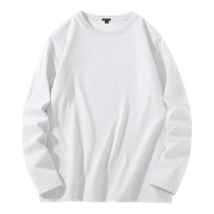 GV真维斯打底衫男款纯棉长袖t恤男加绒白色保暖秋衣男士内搭上衣C