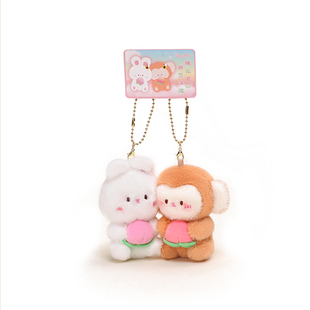 YUYI闺蜜贴贴小兔小猴钥匙扣玩偶可磁吸包包挂件情侣一对礼物挂饰