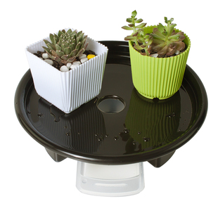 黑色白色树脂塑料加厚花盆托盘圆形底盘韩版底座花盘架带接水盒