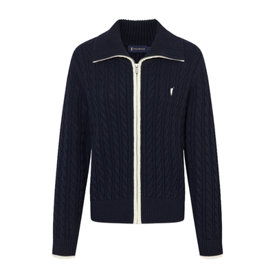 【含绵羊毛】POLOWALK女式长袖针织衫2025秋季新品绞花翻领外套女