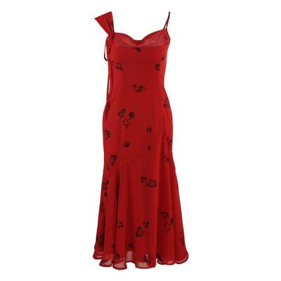 红色吊带裙气质连衣裙修身裙子