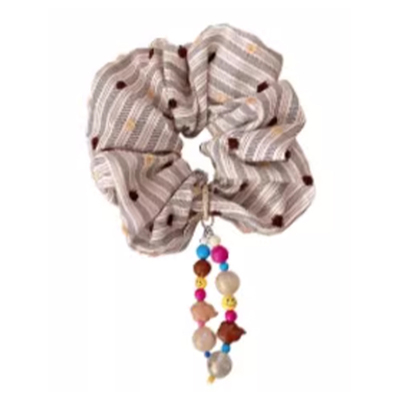 甜美可爱韩系条纹大肠发圈扎头发