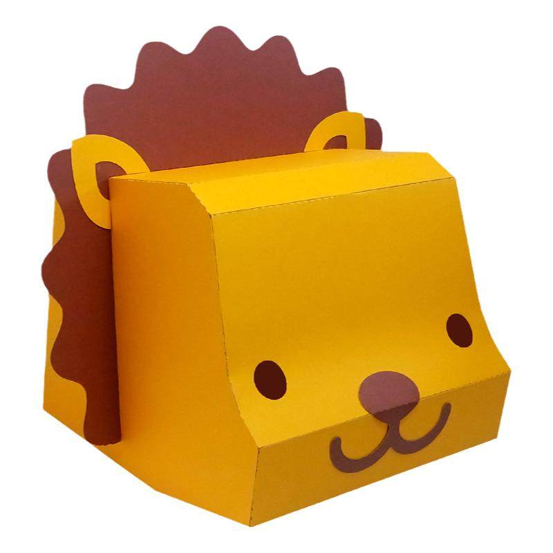 动物儿童面具3D纸模头套狮子熊猫老虎幼儿园活动表演道具卡通男女