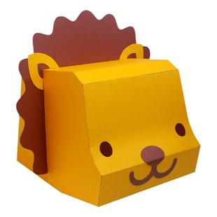 动物儿童面具3D纸模头套狮子熊猫老虎幼儿园活动表演道具卡通男女