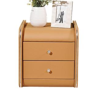 整装皮质床头柜简约现代实木小户型欧式带锁定制真皮大号迷你35cm