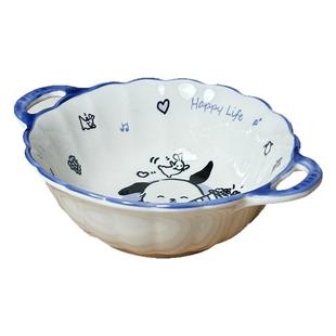 哈帕狗陶瓷双耳碗小号家用高颜值釉下彩汤面碗拌菜凉菜碗螺蛳粉碗