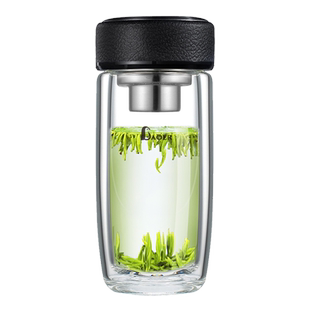 保尔鹅蛋玻璃杯男女双层加厚隔热便携水杯子车载商务居家用泡茶杯