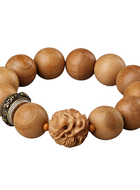 桃木手串男士文玩十二生肖貔貅手链老料木质盘玩佛珠转运珠真品