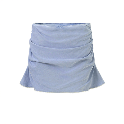 褶皱A字半身裙女夏高腰显瘦短裙