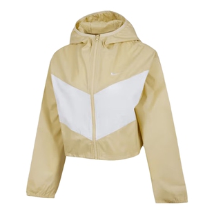 NIKE耐克外套女夏新款拼接轻薄短款皮肤衣梭织连帽夹克HJ1183-783