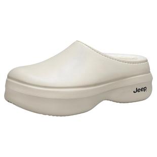 JEEP加绒厨师鞋男冬季外穿加棉洞洞鞋厚底增高棉拖女冬保暖棉拖鞋