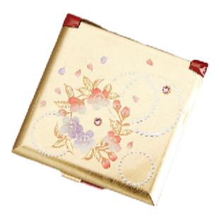 日本进口山中漆器金箔樱花富士山随身镜便携折叠化妆镜小号镜子