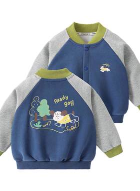 咔咔熊猫宝宝卡通印花棒球服春装
