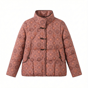 90白鹅绒羽绒服2025年冬季新款复古盘扣外套气质时尚年轻妈妈女装