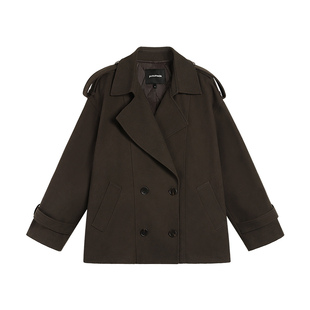 pusumede【现货7.5折】麂皮短款风衣外套女设计感气质夹棉上衣