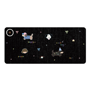 黑色小狗加热鼠标垫女生高颜值超大发热暖桌垫冬季办公室午休桌面办公桌垫电脑键盘垫学生写作业电热板暖桌垫