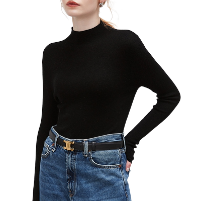 dfvc羊毛无缝一体黑色打底针织衫