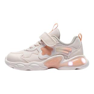 安踏学步鞋二阶段秋冬新款女宝宝鞋子软底童趣发光鞋婴幼儿闪灯鞋