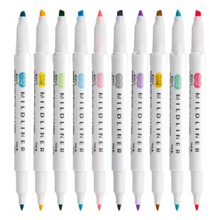 日本ZEBRA斑马荧光笔新色盐系WKT7温和色自然色双头荧光色笔学生用重点标记号笔彩色划重点旗手帐舰店官网正