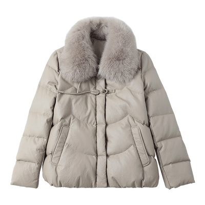 洋气妈妈冬装短款皮羽绒服加厚