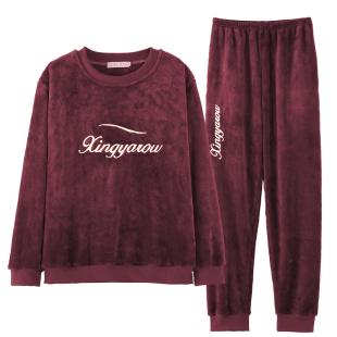 加厚睡衣女2025年新款珊瑚绒套头法兰绒薄款妈妈保暖家居服加大码