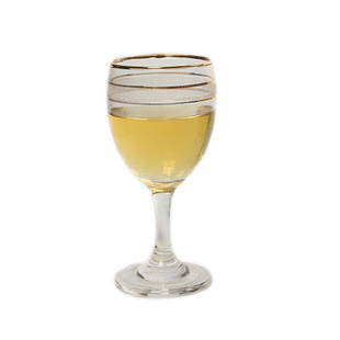 6个二两半红酒杯磨砂玻璃杯小金边高脚杯葡萄酒杯家用白酒杯套装