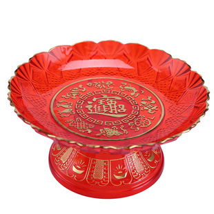 塑料仿水晶供佛果盘碗筷系列套装佛具家用供奉烫金供盘厂家直销