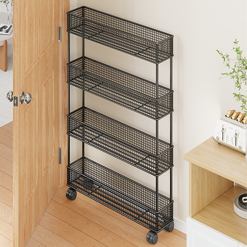 厨房夹缝置物架超窄冰箱侧边缝隙收纳柜极窄多层落地可移动小推车