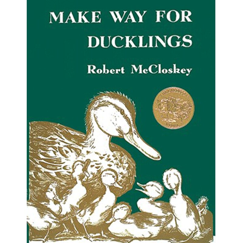 送音频百本需读Make Way for Ducklings 让路给小鸭子 凯迪克金奖英文原版进口绘本汪培珽书单 铅笔画风格 3-7岁 情商培养绘本