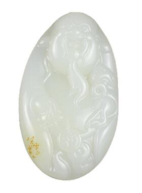 玉翡缘新疆和田玉把件原石财神