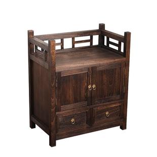 全实木茶水柜边几角几中式茶桌边柜简约小型茶水柜收纳柜子置物柜