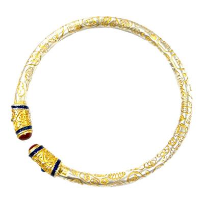 燕归梨金秋24k描金珐琅足银手镯