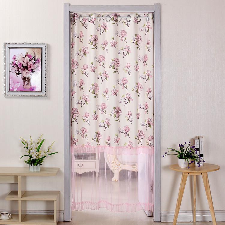 蓓蕾窗帘式伸缩门帘卧室蕾丝门帘防蚊蝇厨房家用隔断长帘布艺透气