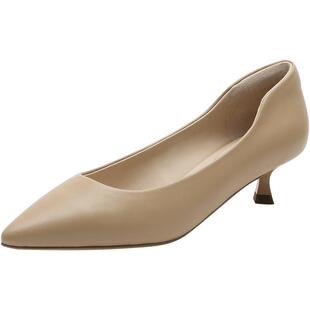 真美诗官方奥莱羊皮通勤百搭浅口尖头舒适高跟鞋单鞋女10967CQ4