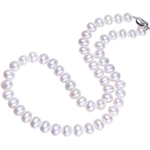 黛米珠宝 秀美 7.3-8.3mm白色近圆S925银淡水珍珠项链送妈妈款