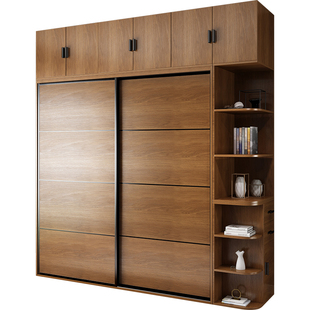 北欧衣柜现代简约家用卧室推拉门移门趟门储物整体组装定制大衣橱