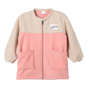 儿童摇粒绒罩衣防脏女童拉链幼儿园时尚罩衫羽绒服外穿女宝宝围兜