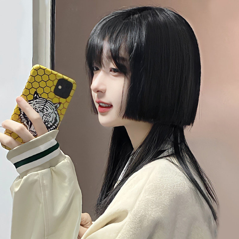 水母头假发女长发自然隐形日系姬发式公主切长直发仿真发丝全头套