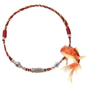 金榜题名上岸锦鲤红绳手链纯银男女手绳高学生考中考好运礼物脚链