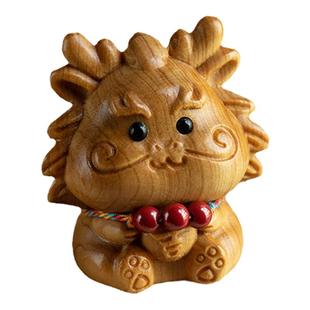 保真朱砂吉祥物木雕生肖马年车载香薰牛兔马羊鸡狗猪摆件桌面装饰