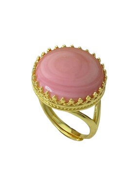 天然女贝胭脂螺粉红色指环