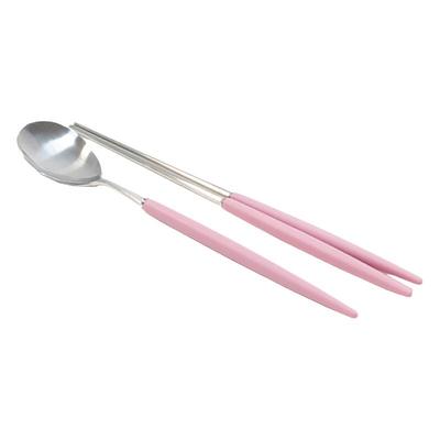 0粉蓝色空心树脂手柄不锈钢勺