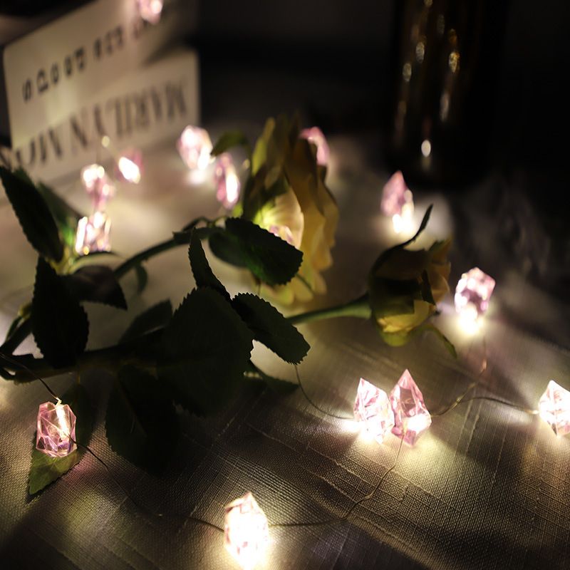 彩艺灯串创意石头电池灯水晶石led点光源圣诞灯浪漫铜线装饰灯串