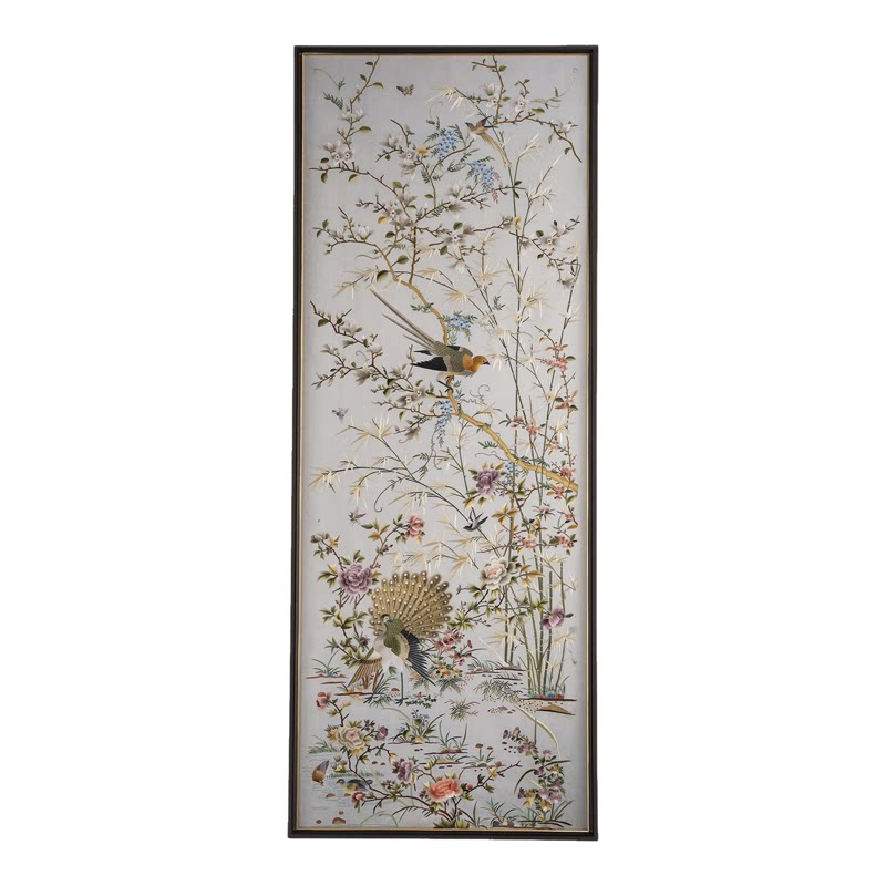 纯手工苏绣中古风花鸟刺绣挂画