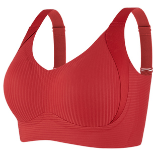 安娜蜜语本命年内衣套装女马年红色大码大胸显小收副乳防下垂文胸