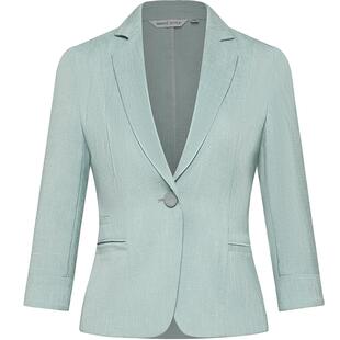 名师路秋季外套女新款西装七分袖修身口袋收腰通勤绿色垫肩常规款